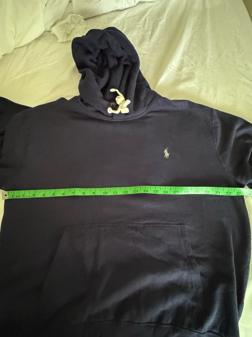 Ralph Lauren Performance Navy Pullover Hoodie with White Drawstrings. Athletic L - Picture 6 of 10